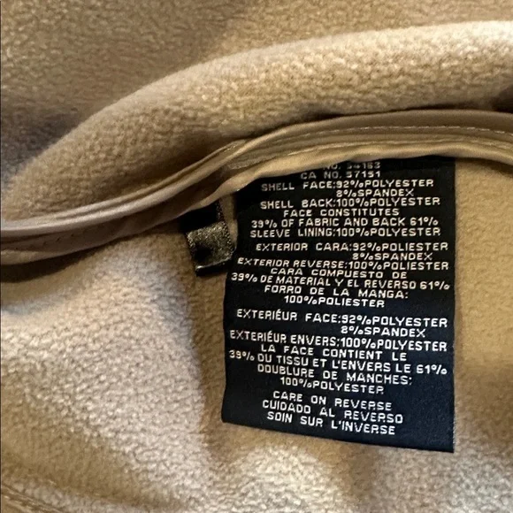 Tommy Hilfiger belted soft shell Beige Jacket with Striped Belt zipper front - Picture 11 of 11